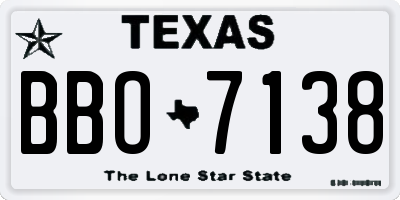 TX license plate BBO7138