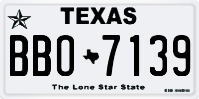 TX license plate BBO7139