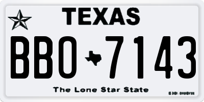 TX license plate BBO7143