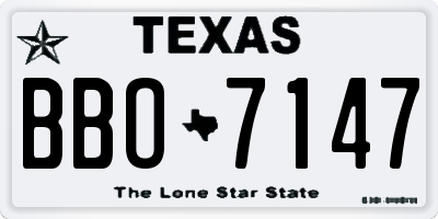 TX license plate BBO7147