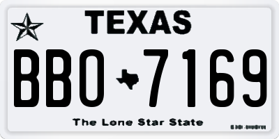 TX license plate BBO7169
