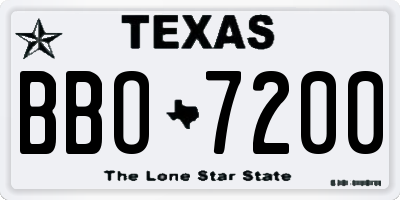 TX license plate BBO7200