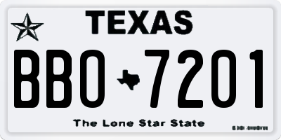 TX license plate BBO7201