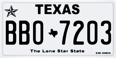 TX license plate BBO7203