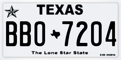 TX license plate BBO7204