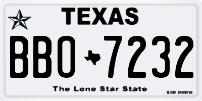TX license plate BBO7232