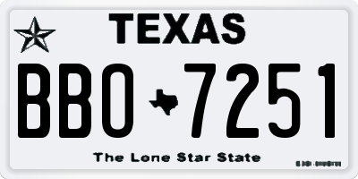 TX license plate BBO7251