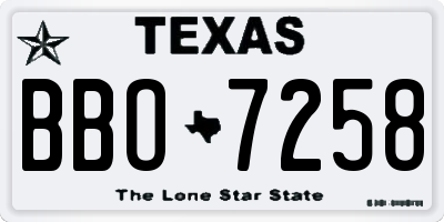 TX license plate BBO7258