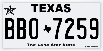 TX license plate BBO7259