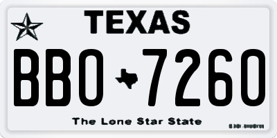 TX license plate BBO7260