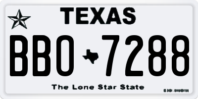 TX license plate BBO7288