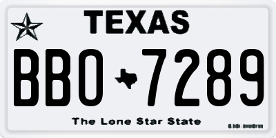 TX license plate BBO7289
