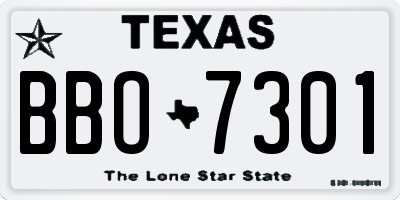 TX license plate BBO7301