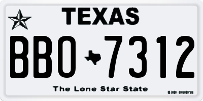 TX license plate BBO7312