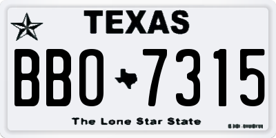 TX license plate BBO7315