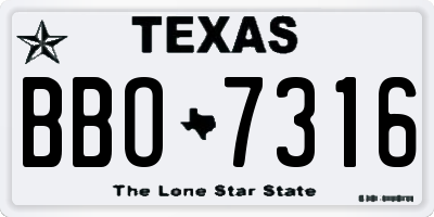 TX license plate BBO7316