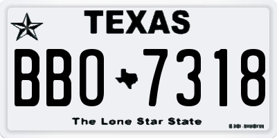 TX license plate BBO7318