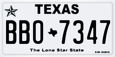 TX license plate BBO7347