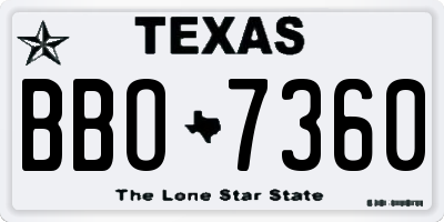 TX license plate BBO7360