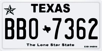 TX license plate BBO7362