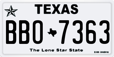 TX license plate BBO7363