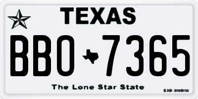 TX license plate BBO7365