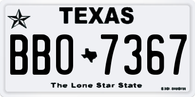 TX license plate BBO7367