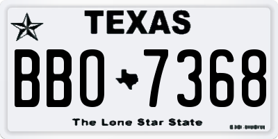 TX license plate BBO7368