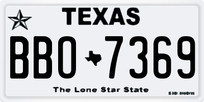 TX license plate BBO7369