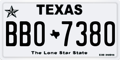 TX license plate BBO7380