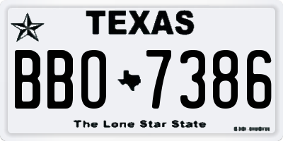 TX license plate BBO7386