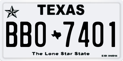 TX license plate BBO7401