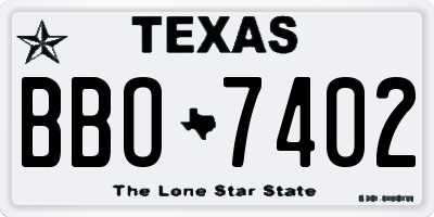 TX license plate BBO7402