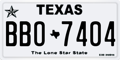 TX license plate BBO7404