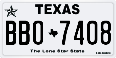 TX license plate BBO7408