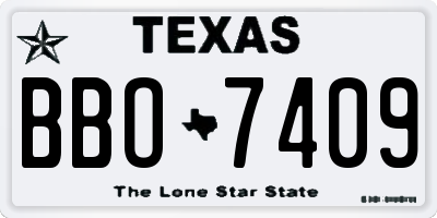 TX license plate BBO7409