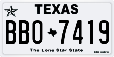 TX license plate BBO7419