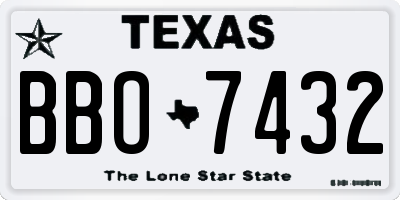 TX license plate BBO7432