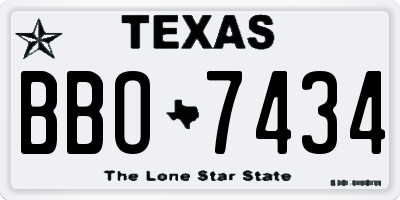 TX license plate BBO7434