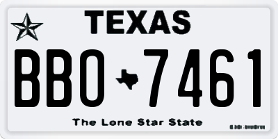TX license plate BBO7461
