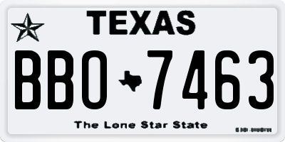 TX license plate BBO7463