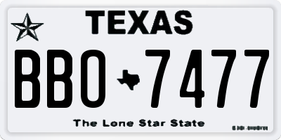 TX license plate BBO7477