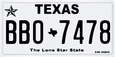 TX license plate BBO7478