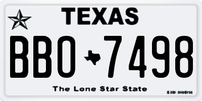 TX license plate BBO7498