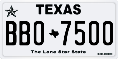 TX license plate BBO7500