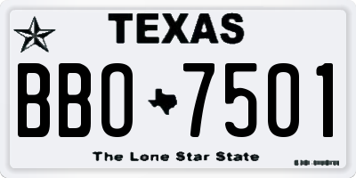 TX license plate BBO7501