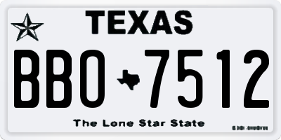 TX license plate BBO7512