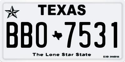 TX license plate BBO7531