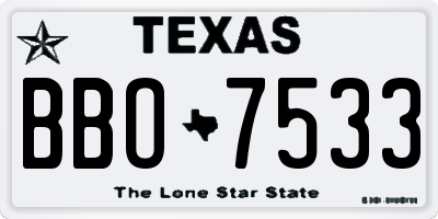 TX license plate BBO7533
