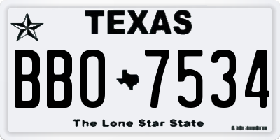 TX license plate BBO7534
